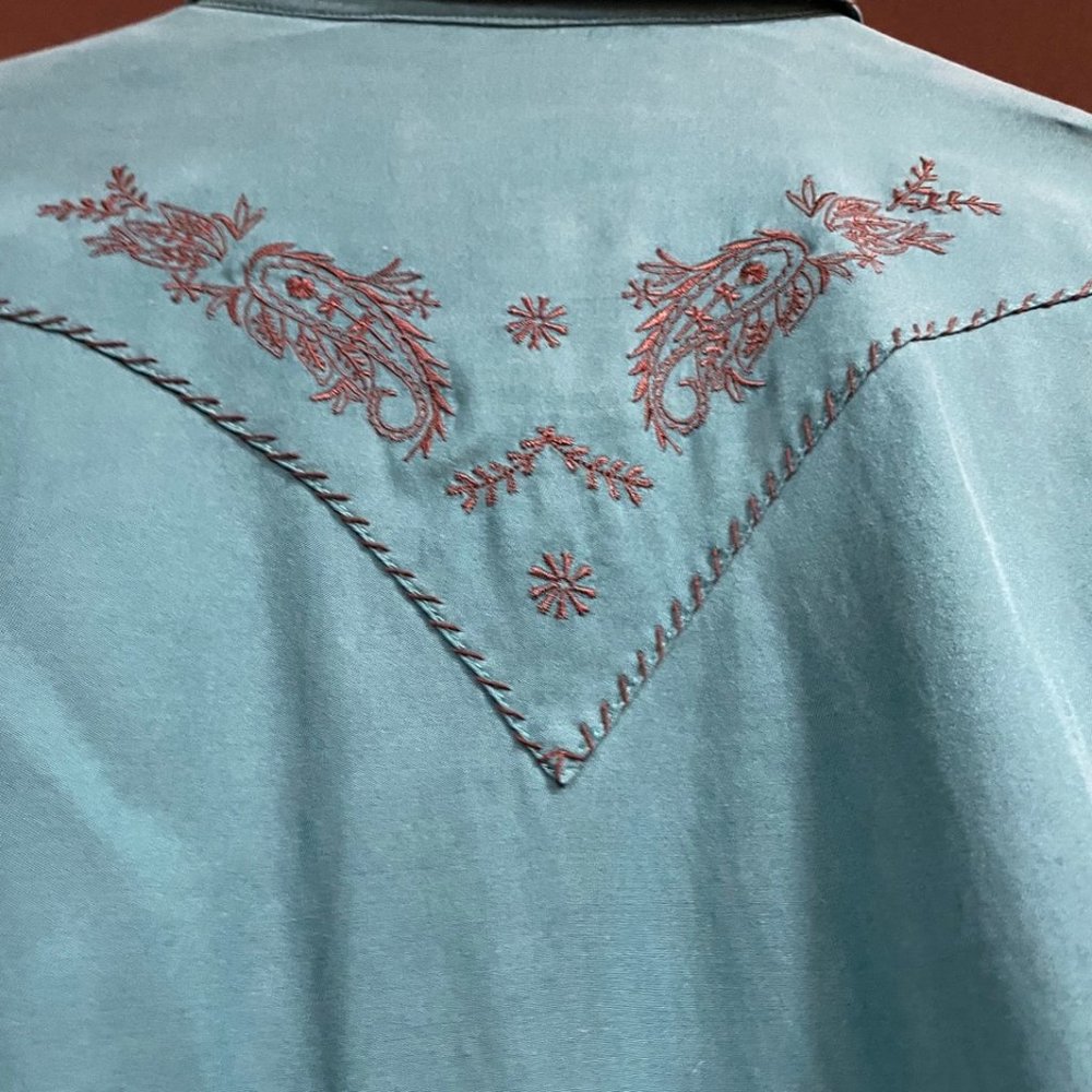 RYAN MICHAEL RETRO WESTER NWT PEARL SNAP TURQUOISE SHIRT